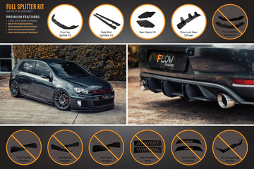 FLOW Designs  MK6 Golf GTI Full Lip Splitter Set - MODE Auto Concepts