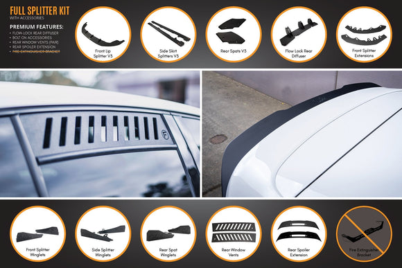 FLOW Designs  MK6 Golf GTI Full Lip Splitter Set - MODE Auto Concepts