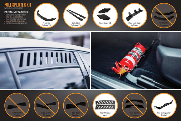 FLOW Designs  MK6 Golf GTI Full Lip Splitter Set - MODE Auto Concepts