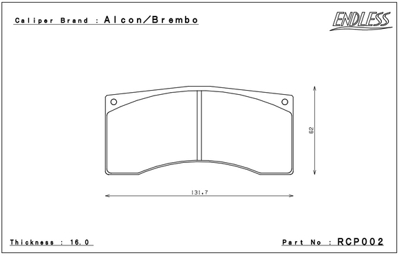 Endless Brake Pad Set RCP002 N84M 25mm