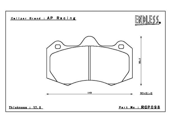 Endless Brake Pad Set RCP098 N84M