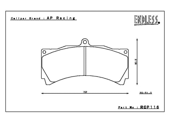 Endless Brake Pad Set RCP116 MX72 18mm
