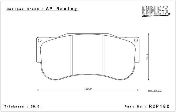 Endless Brake Pad Set RCP182 N84M 30mm