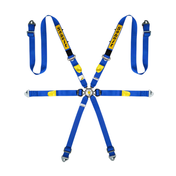 Sabelt 6-Point Alloy Silver Enduro Harness – 2" Shoulder / Lap Belts (Pull-Down) (Blue)