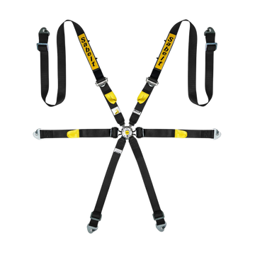 Sabelt 6-Point Alloy Silver Enduro Harness – 2" Shoulder / Lap Belts (Pull-Down)(Black)