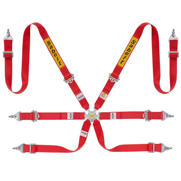 Sabelt 6-Point Alloy Harness – 2" Shoulder / Lap Belts (Pull-Up) (Red)