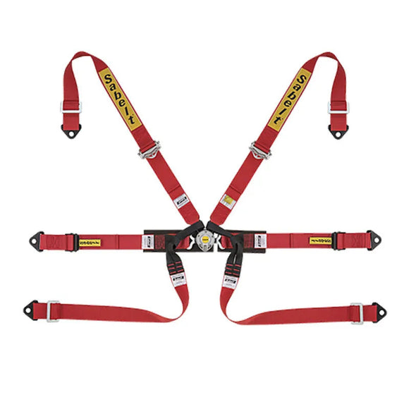 Sabelt 6-Point Alloy FORMULA Harness – 2" Shoulder / Lap Belts (Pull-Up) (Red)