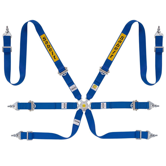 Sabelt 6-Point Alloy Harness – 2" Shoulder / Lap Belts (Pull-Up) (Blue)
