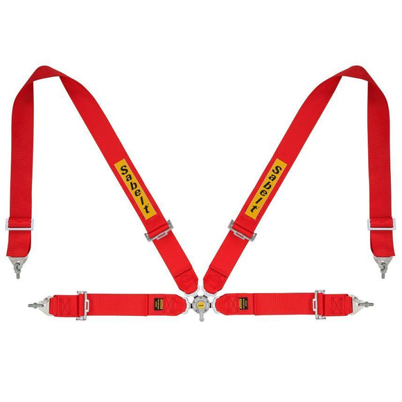Sabelt 4-Point Steel Harness – 3" Shoulder / Lap Belts (Pull-Up) (Red)