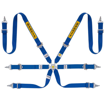 Sabelt 6-Point Steel Harness – 2" Shoulder / Lap Belts (Pull-Up) (Blue)