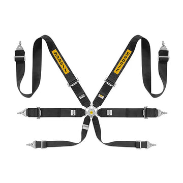 Sabelt 6-Point Steel Harness – 3" Shoulder / Lap Belts (Pull-Up) (Black)