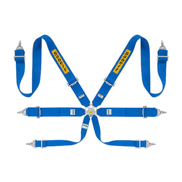 Sabelt 6-Point Steel Harness – 3" Shoulder / Lap Belts (Pull-Up) (Blue)
