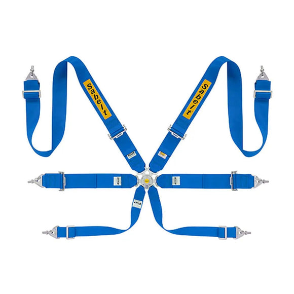 Sabelt 6-Point Steel Harness – 3" Shoulder / Lap Belts (Pull-Up) (Blue)