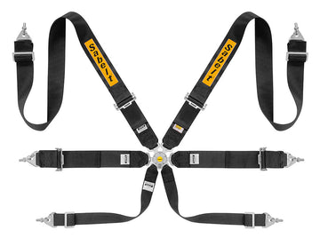 Sabelt 6-Point Steel Harness – 3" Shoulder / Lap Belts (Pull-Up) (Black) - 0