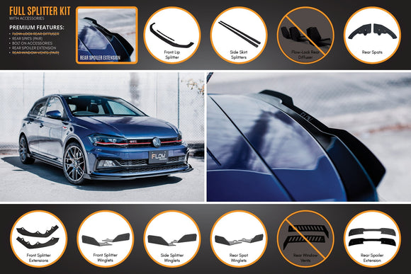 FLOW Designs  AW Polo GTI Full Splitter Set - MODE Auto Concepts