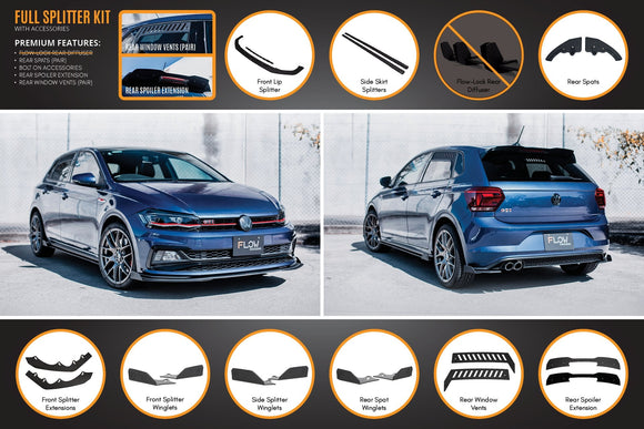 FLOW Designs  AW Polo GTI Full Splitter Set - MODE Auto Concepts
