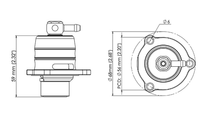 Turbosmart Kompact BOV Blow Off Valve Shortie Dual Port - 0