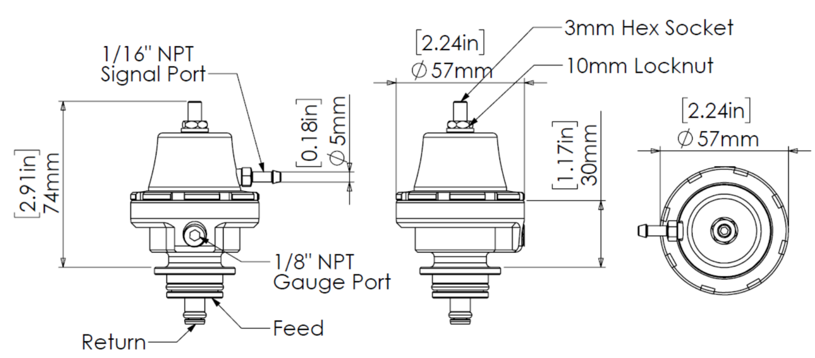 Turbosmart FPR Kompact Fuel Pressure Regulator Black Sleeper - 0