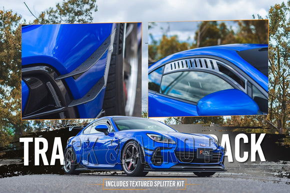 FLOW Designs  ZD8 BRZ STI Full Lip Splitter Set (TEXTURED BLACK) - MODE Auto Concepts