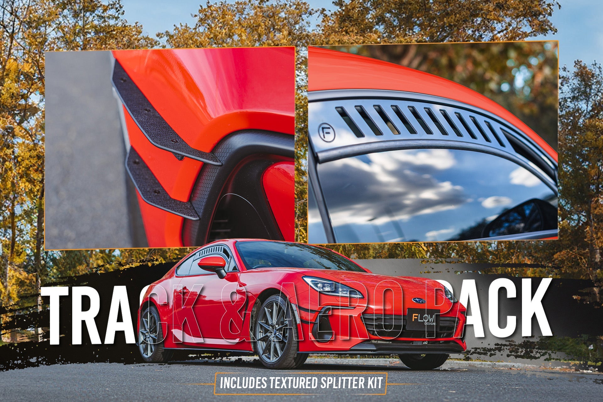 FLOW Designs  ZD8 BRZ Full Lip Splitter Set (TEXTURED BLACK) - MODE Auto Concepts
