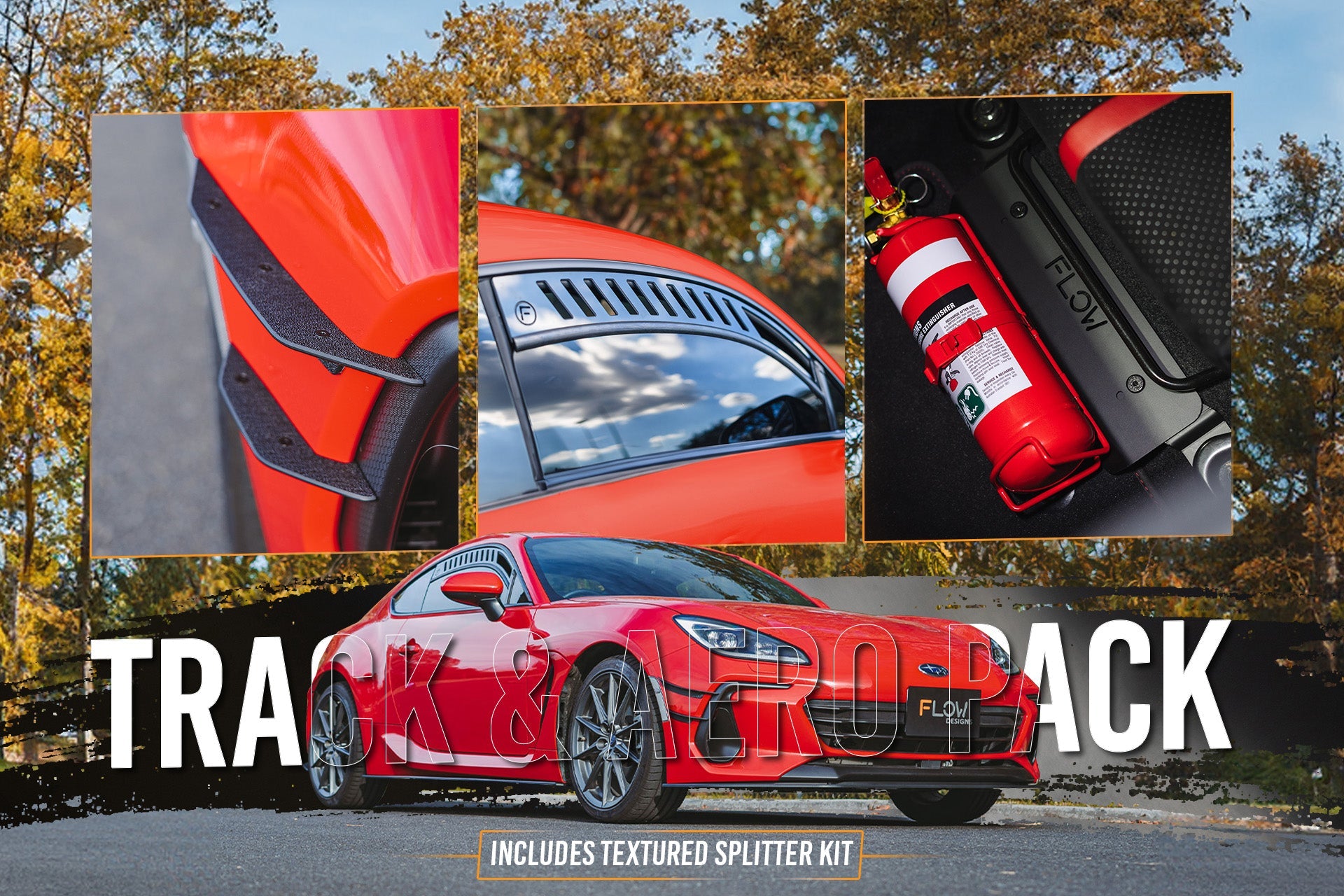 FLOW Designs  ZD8 BRZ Full Lip Splitter Set (TEXTURED BLACK) - MODE Auto Concepts