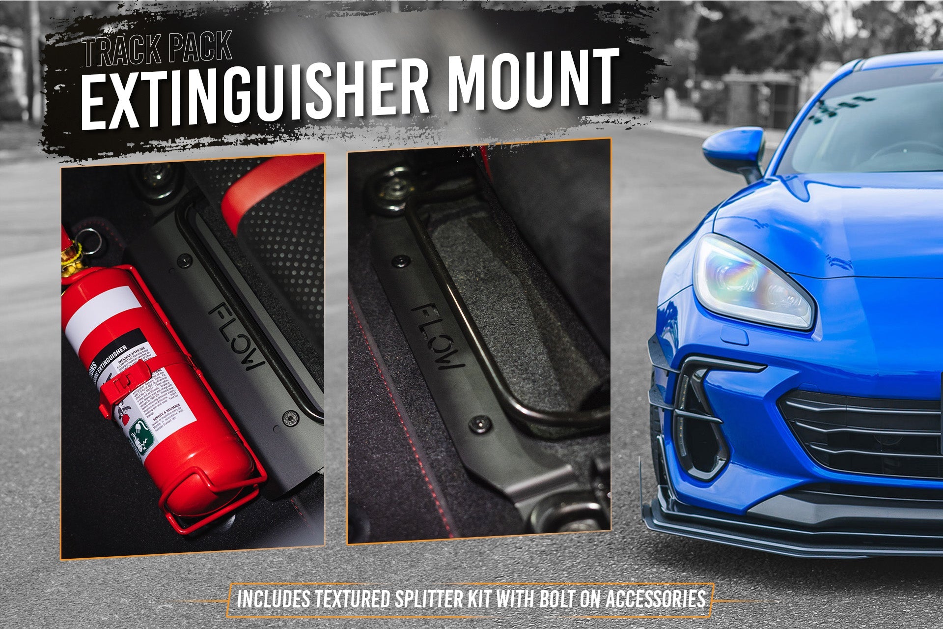 FLOW Designs  ZD8 BRZ STI Full Lip Splitter Set (TEXTURED BLACK) - MODE Auto Concepts