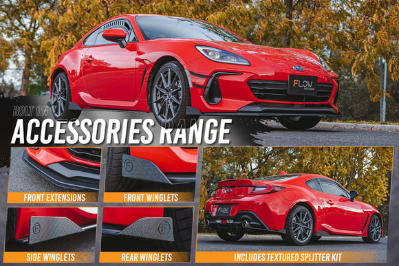 FLOW Designs  ZD8 BRZ Full Lip Splitter Set (TEXTURED BLACK) - MODE Auto Concepts