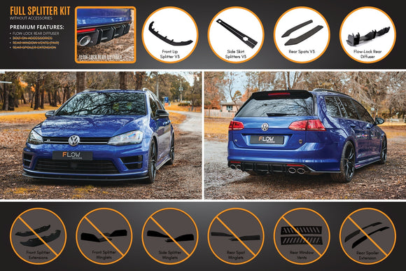 FLOW Designs  MK7 Golf R Wagon - Full Lip Splitter Set - MODE Auto Concepts