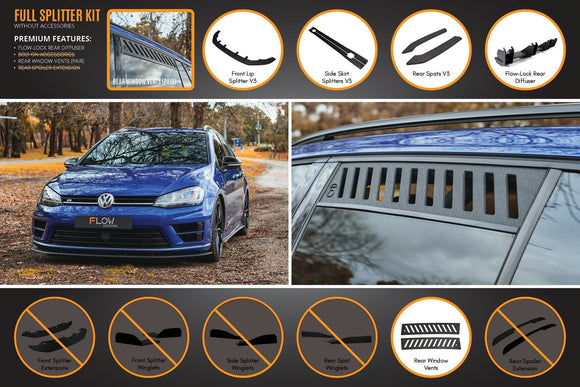 FLOW Designs  MK7 Golf R Wagon - Full Lip Splitter Set - MODE Auto Concepts