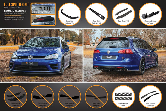 FLOW Designs  MK7 Golf R Wagon - Full Lip Splitter Set - MODE Auto Concepts