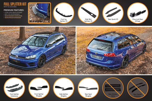 FLOW Designs  MK7 Golf R Wagon - Full Lip Splitter Set - MODE Auto Concepts