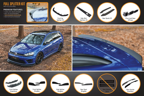 FLOW Designs  MK7 Golf R Wagon - Full Lip Splitter Set - MODE Auto Concepts