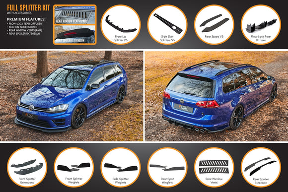 FLOW Designs  MK7 Golf R Wagon - Full Lip Splitter Set - MODE Auto Concepts