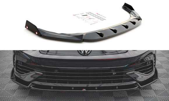 Maxton Design Front Splitter for V.2 with Flaps VW Golf Mk8 R Front Lip