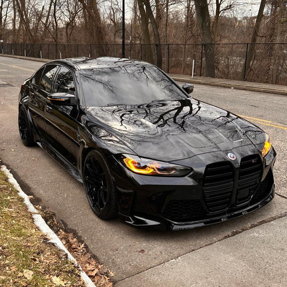 Exon Gloss Black M Performance Style Front Splitter set (3-Pieces) for BMW M3 G80 G81 & M4 G82 G83 - MODE Auto Concepts