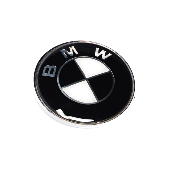 Emblex BMW Style Stealth Black / White Hood Badge Emblem 82mm for BMW E-Series 1M E82 M3 E90 E92 M5 E60 M6 E63 & 1 3 5 6 7 Series E88 E91 E61 E64 E65 - MODE Auto Concepts