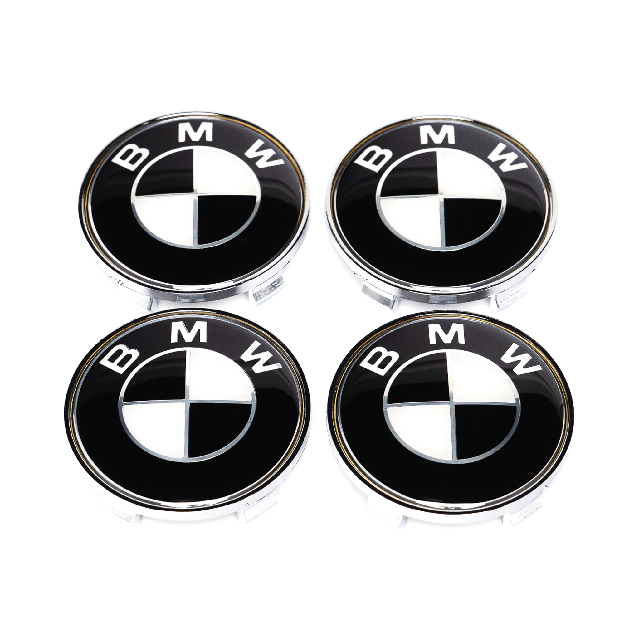 Exon BMW Style Stealth Black / White Wheel Center Cap 68mm for BMW 1 2 3 4 5 6 7 8-Series 1M M2 M3 M4 X5M X6M Z3 Z4 Z8