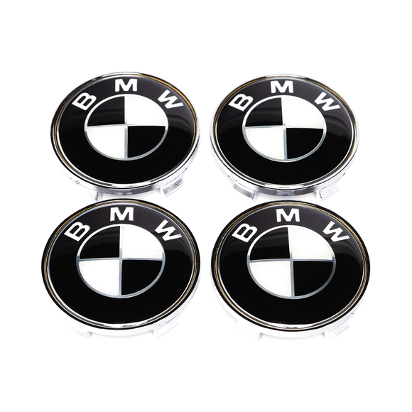 Emblex BMW Style Stealth Black / White Wheel Center Cap 68mm for BMW 1 2 3 4 5 6 7 8-Series 1M M2 M3 M4 X5M X6M Z3 Z4 Z8 - MODE Auto Concepts