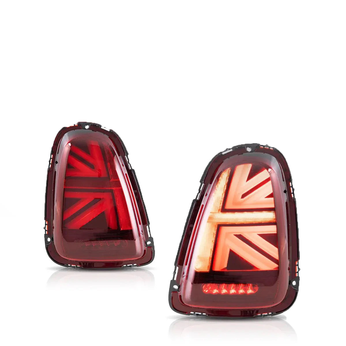 Luminosa Union Jack Style LED Tail Light Red w. Black Trim for MINI Cooper S JCW R56 R57 R58 R59 Hatch