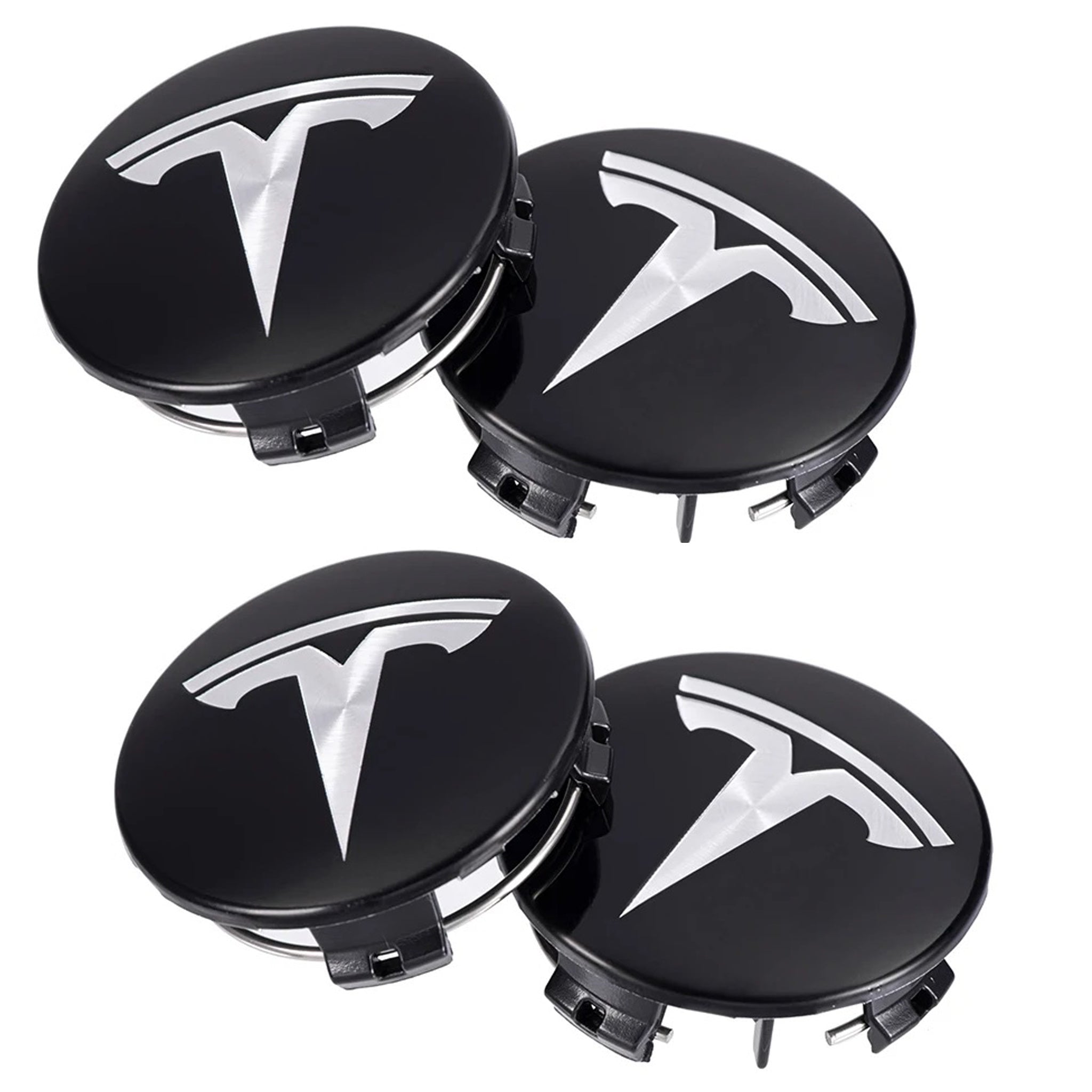 Emblex Tesla Style Black and Silver Wheel Centre Caps Hammer Emblem for Tesla Model S 3 X Y