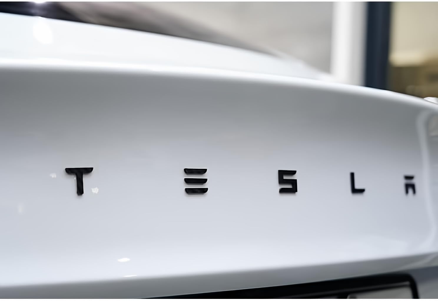 Emblex Tesla Style Gloss Black Rear Badge T-E-S-L-A Lettering for Tesla Model S 3 X Y
