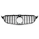 Exon Gloss Black w. Chrome Strip Panamericana GT Style Grille for Mercedes Benz C-Class & C43 AMG (W205) (15-21) - MODE Auto Concepts