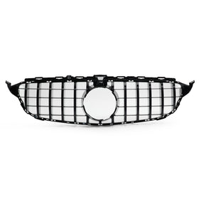 Exon Gloss Black w. Chrome Strip Panamericana GT Style Grille for Mercedes Benz C-Class & C43 AMG (W205) (15-21) - MODE Auto Concepts
