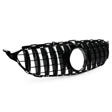 Exon Gloss Black w. Chrome Strip Panamericana GT Style Grille for Mercedes Benz C-Class & C43 AMG (W205) (15-21) - MODE Auto Concepts