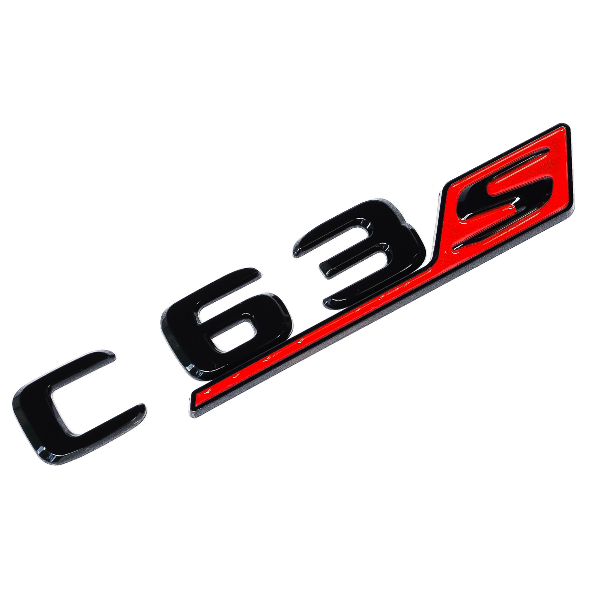 Exon Gloss Black & Red C63s Badge Emblem for Mercedes Benz AMG C63 S W205 - 0