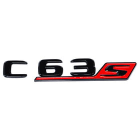 Emblex Gloss Black & Red C63s Badge Emblem for Mercedes Benz AMG C63 S W205 - MODE Auto Concepts