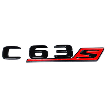 Emblex Gloss Black & Red C63s Badge Emblem for Mercedes Benz AMG C63 S W205 - MODE Auto Concepts