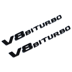 Emblex Gloss Black V8 BiTurbo Side Fender Badge Emblem for Mercedes Benz AMG C63 S W205 - MODE Auto Concepts