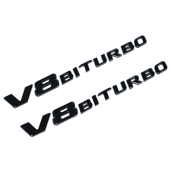 Emblex Gloss Black V8 BiTurbo Side Fender Badge Emblem for Mercedes Benz AMG C63 S W205 - MODE Auto Concepts