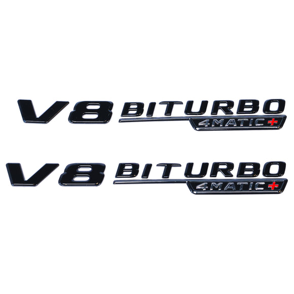 Emblex Gloss Black V8 BiTurbo 4MATIC+ Side Fender Badge Emblem for Mercedes-Benz AMG GLC63 S X253 C253 - MODE Auto Concepts